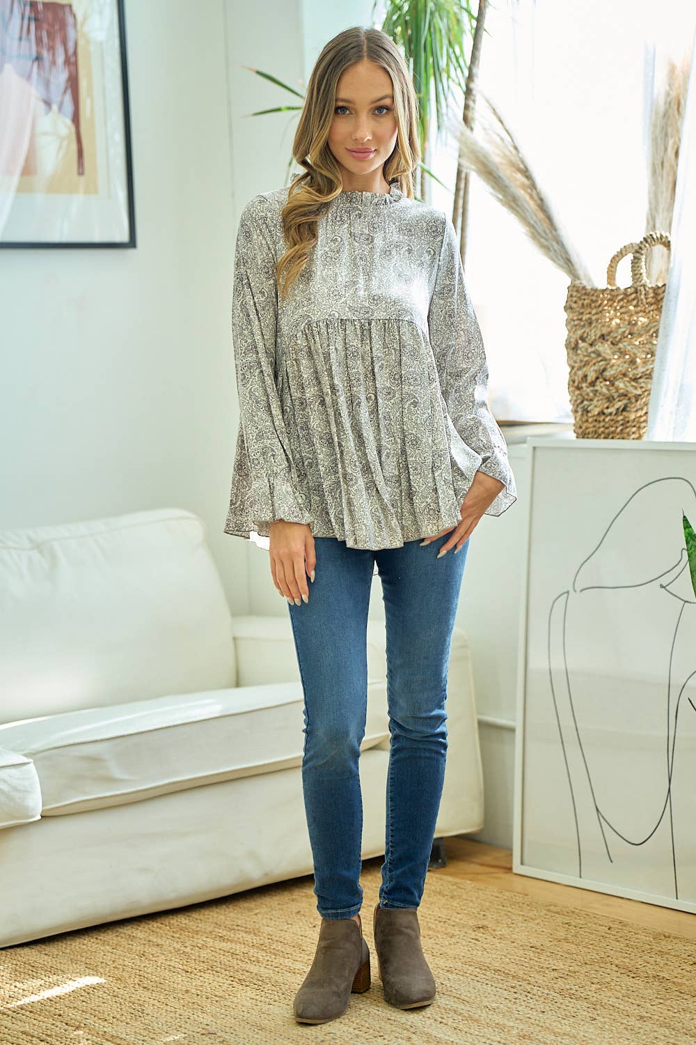 Baby Doll paisley blouse: IVORY