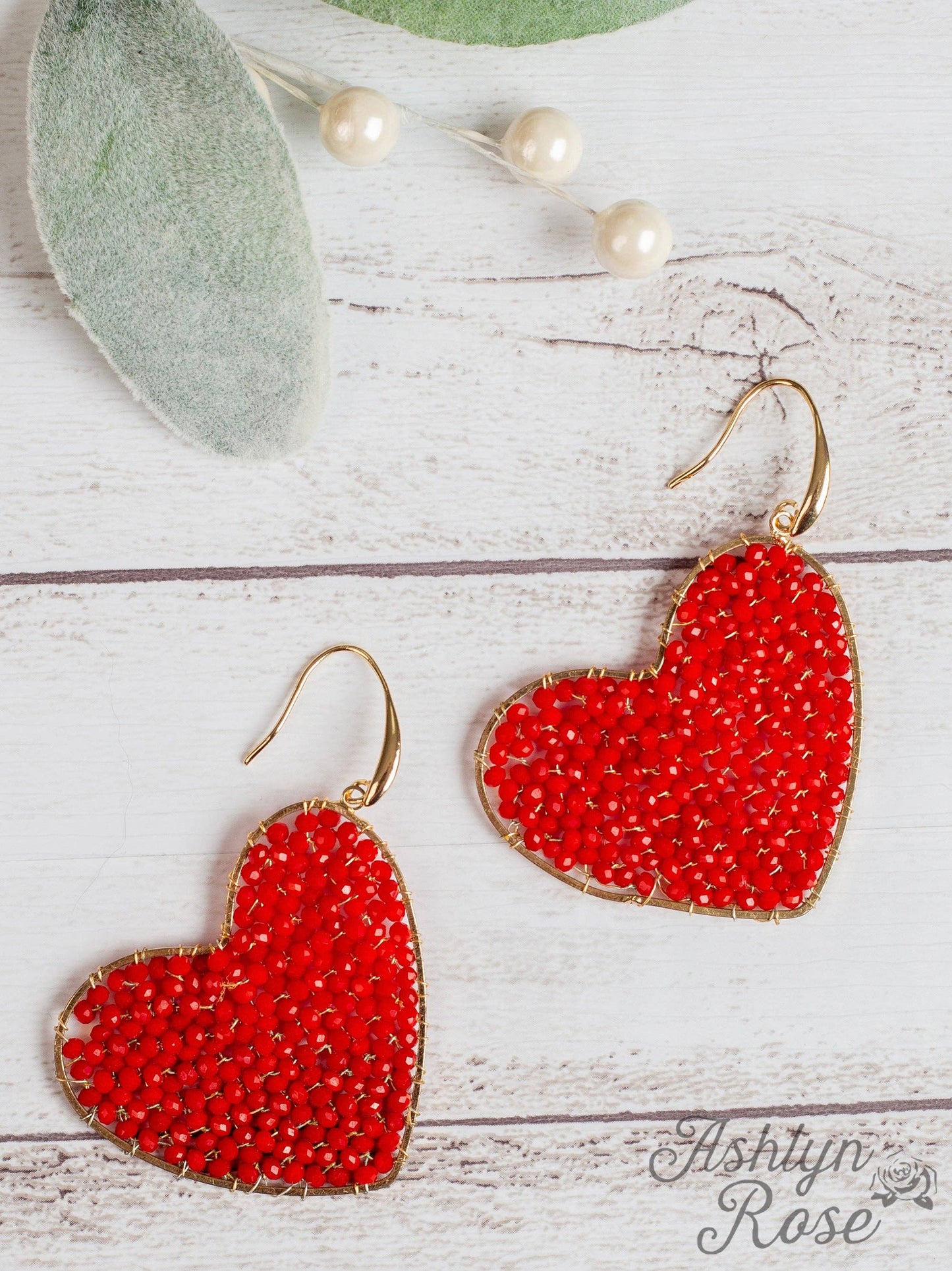 Red Heart Sparkle Earrings