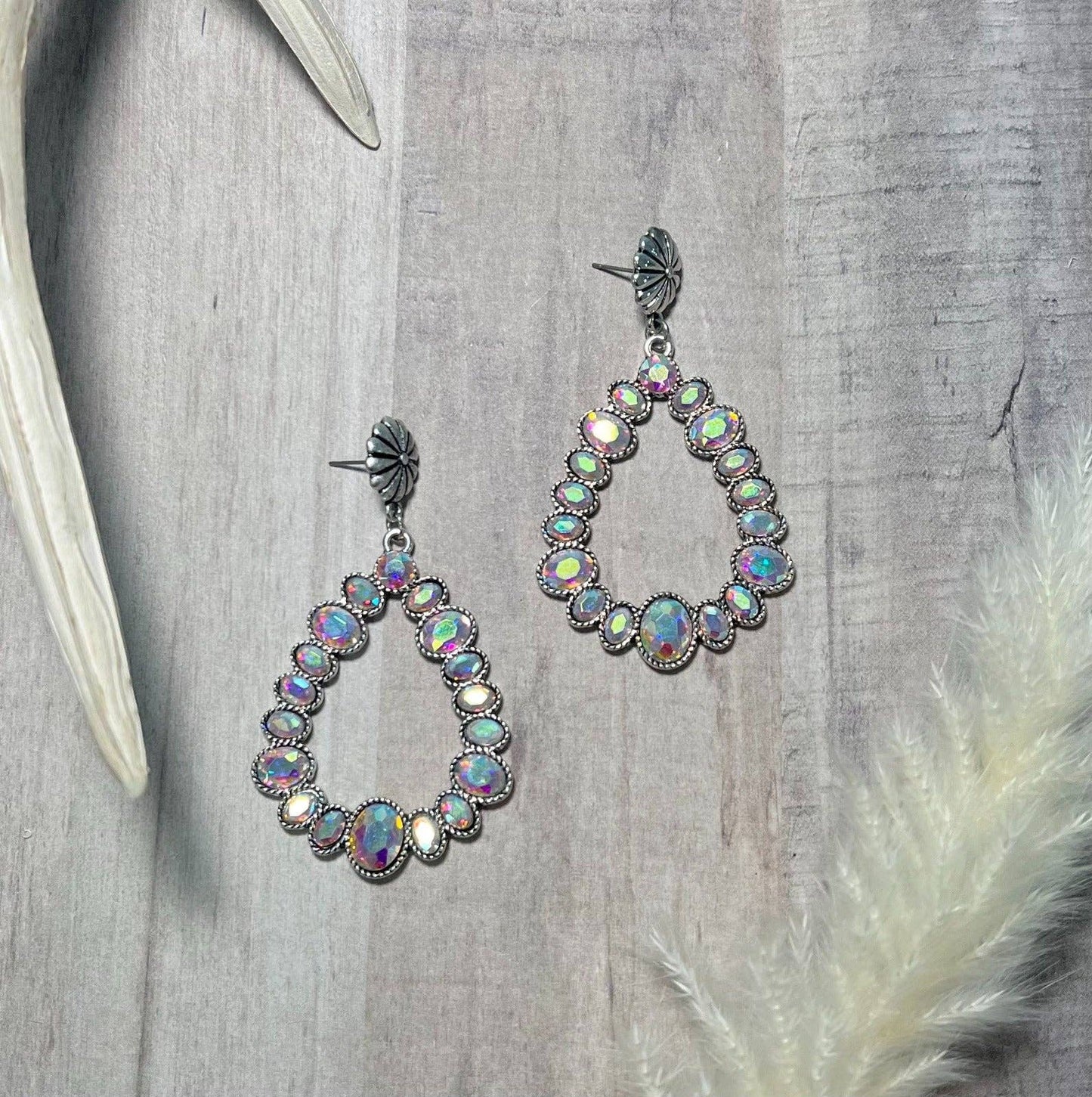 Silver Earrings with AB Crystals