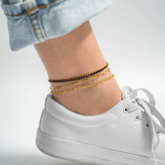 Gold Anklet Beauty Hearts