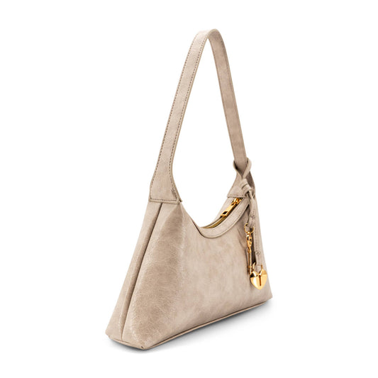 Kaitlyn Heart Locket Shoulder Purse: Cement