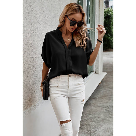 Black loose fit Blouse LARGE