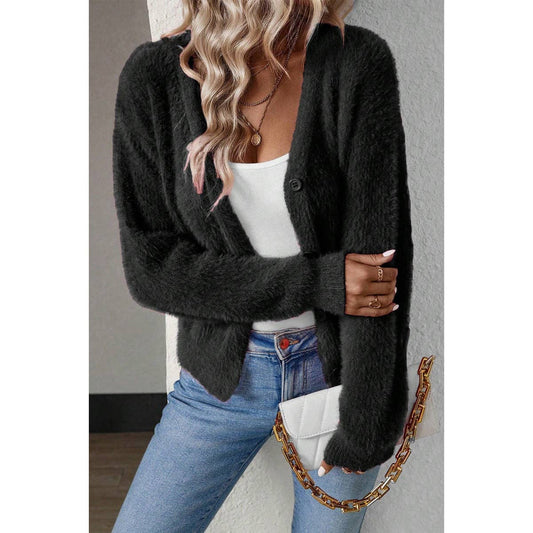 Black Fuzzy Cardigan Large
