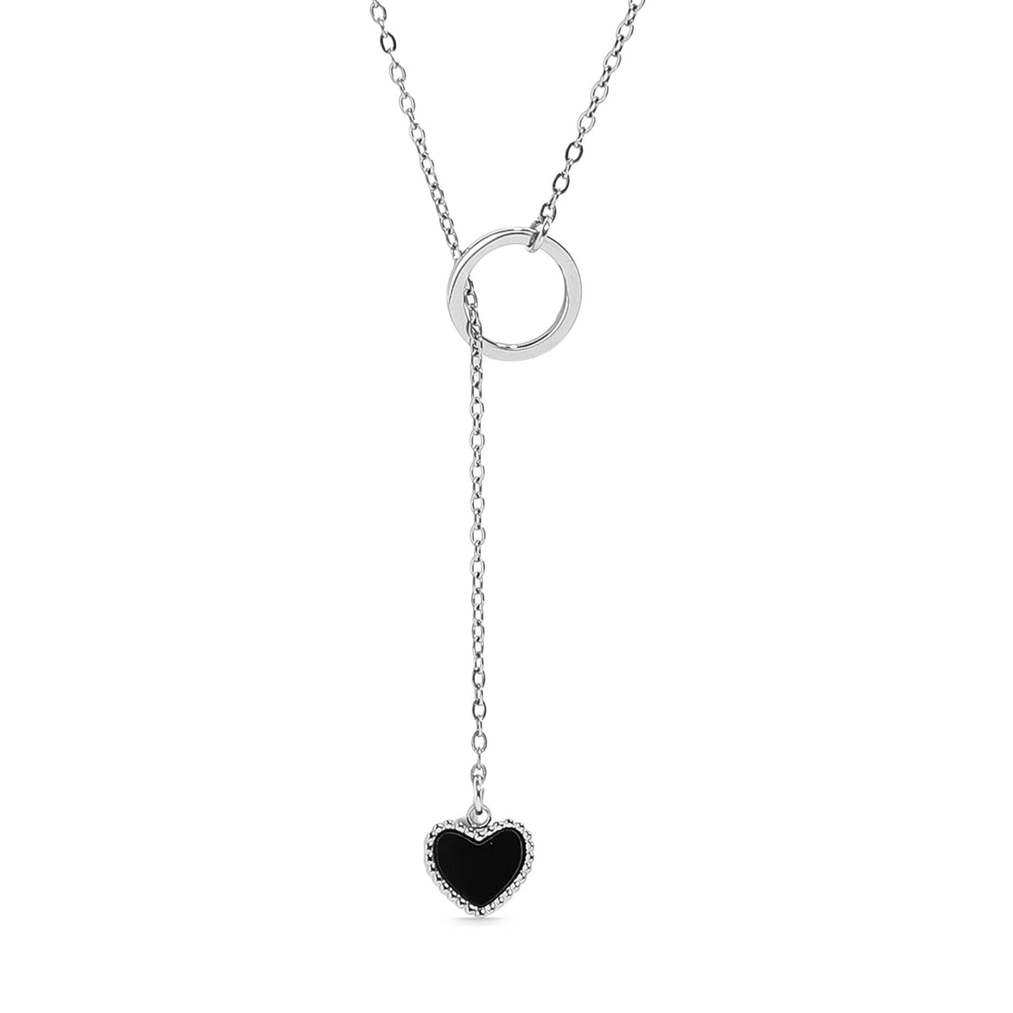 18k Black Heart Gold Necklace