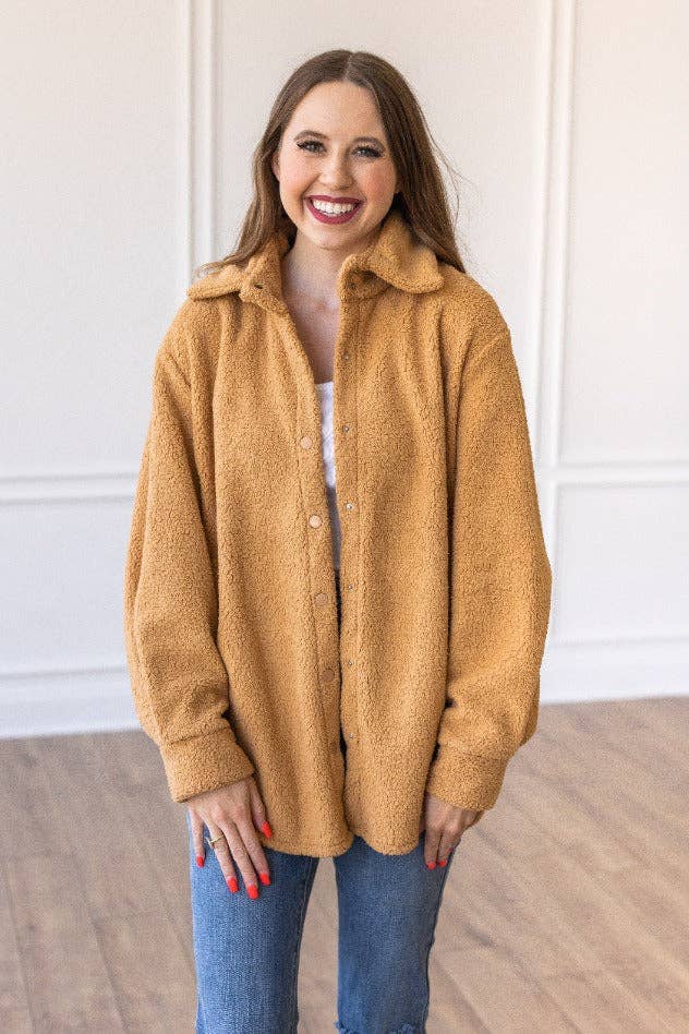 The Love Shacket — Warm & Festive Camel Tan X-Small