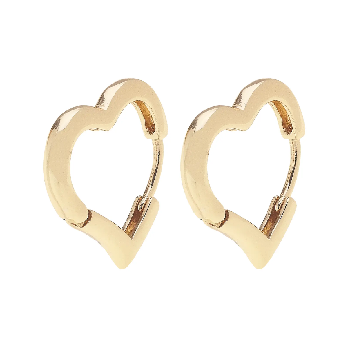 Tai Heart Shaped Huggie Hoop Earrings in Shiny Gold