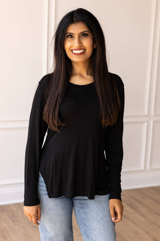 Long-sleeved Side Split Top Medium