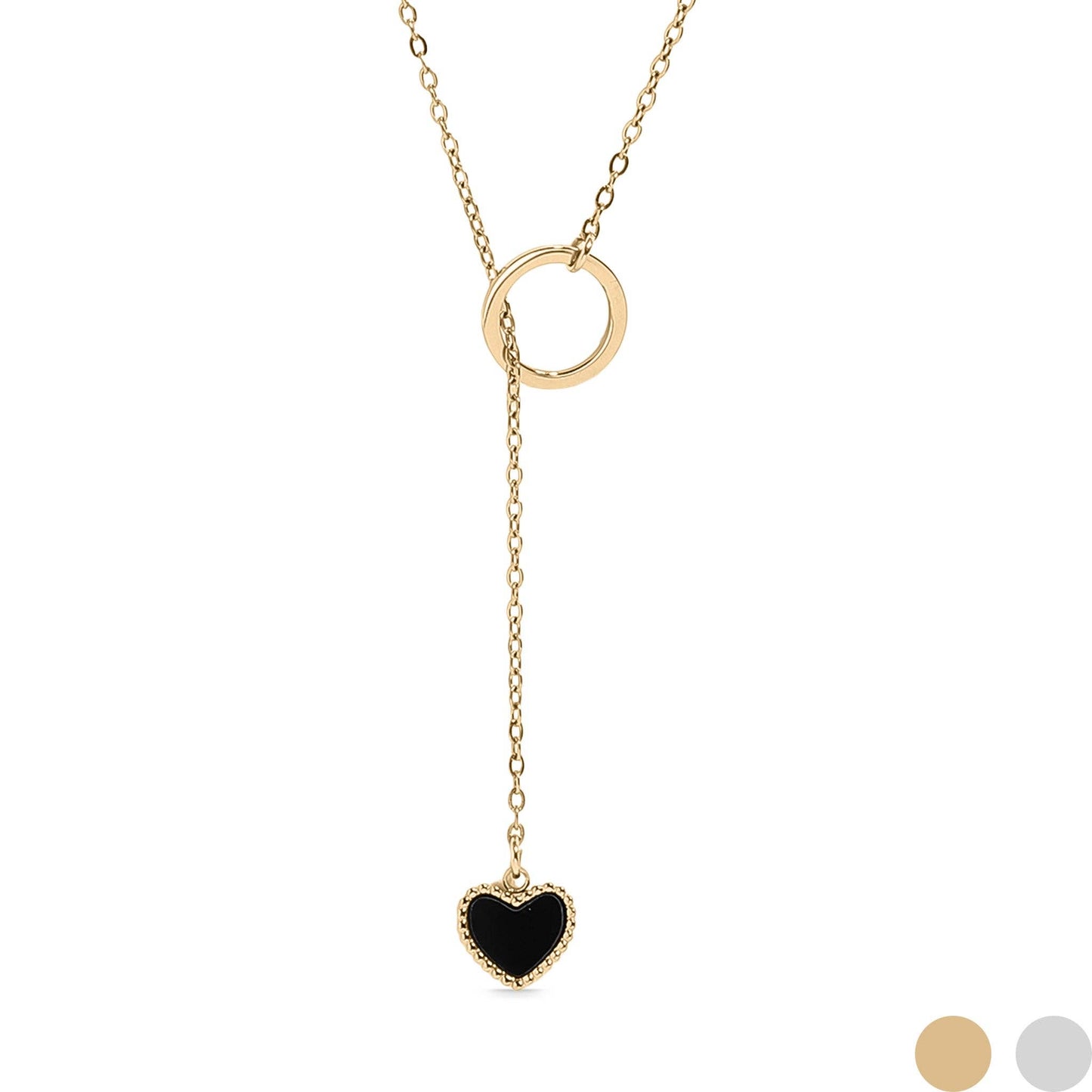 18k Black Heart Gold Necklace