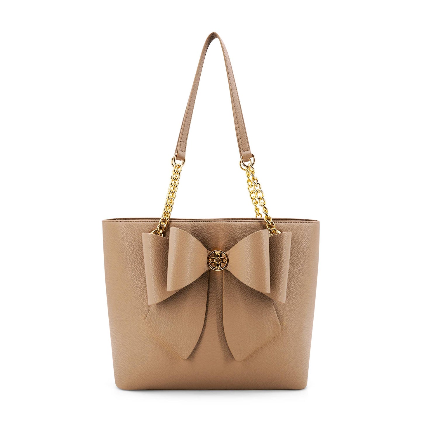 Aubrey Bow Chained Large Women's Spring Tote Bag : Beige