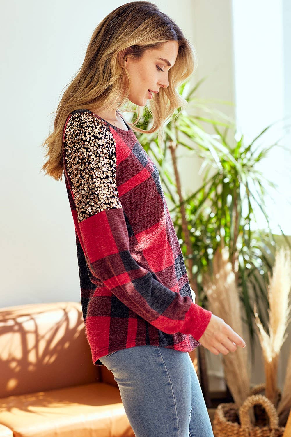 PLUS SIZE ALL ABOUT PLAID SWEATSHIRT