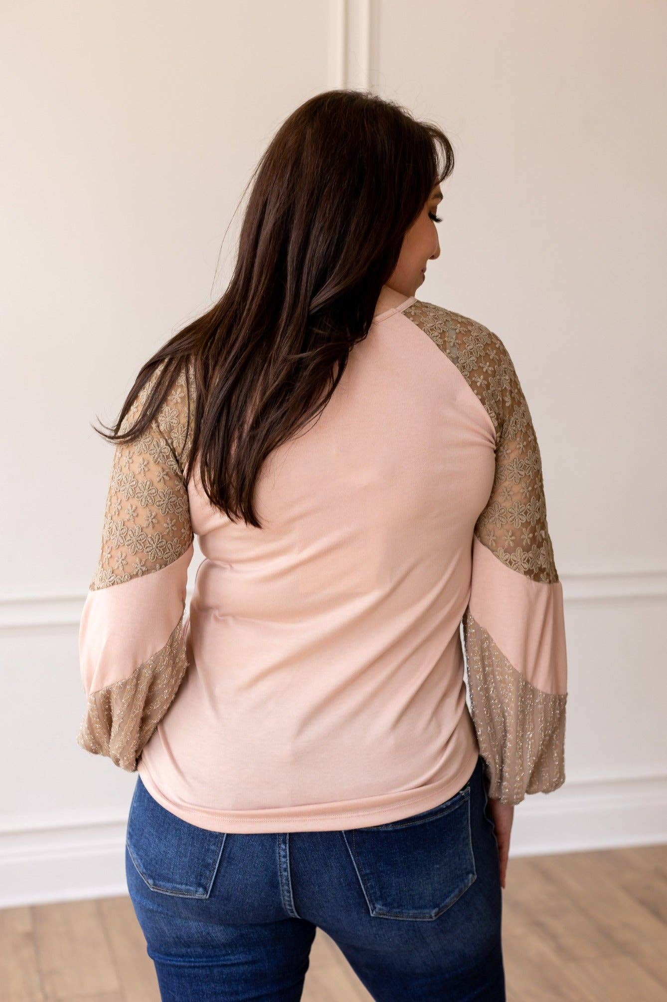 Pink Lace Patch Sleeve Top
/ Small