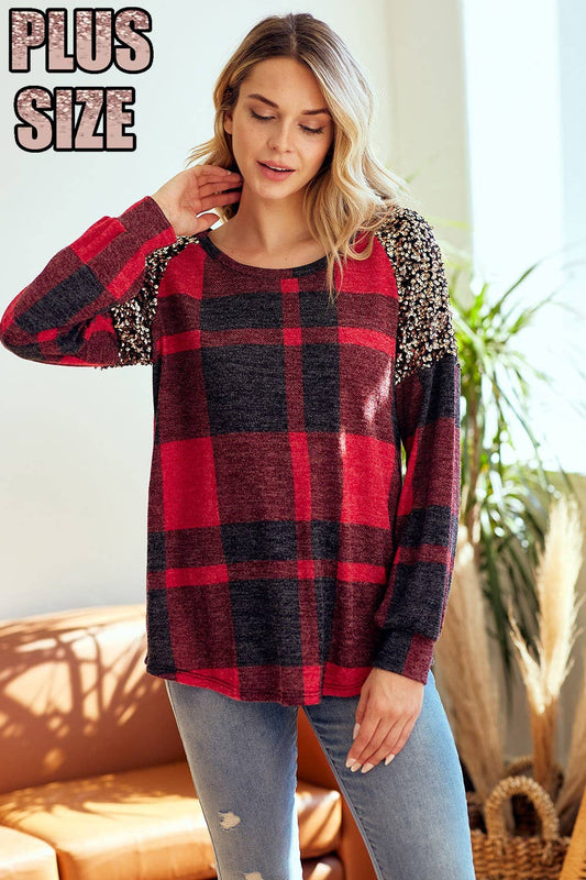 PLUS SIZE ALL ABOUT PLAID SWEATSHIRT
