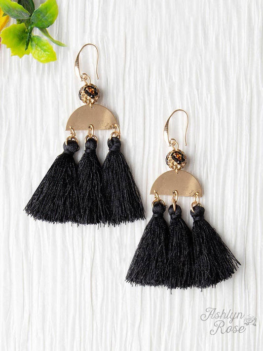 Black and Gold Tassel Earring