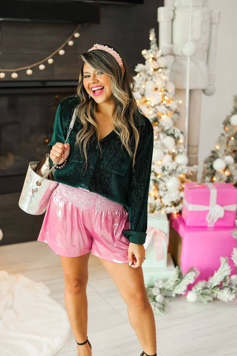 Green Shimmer Button Down