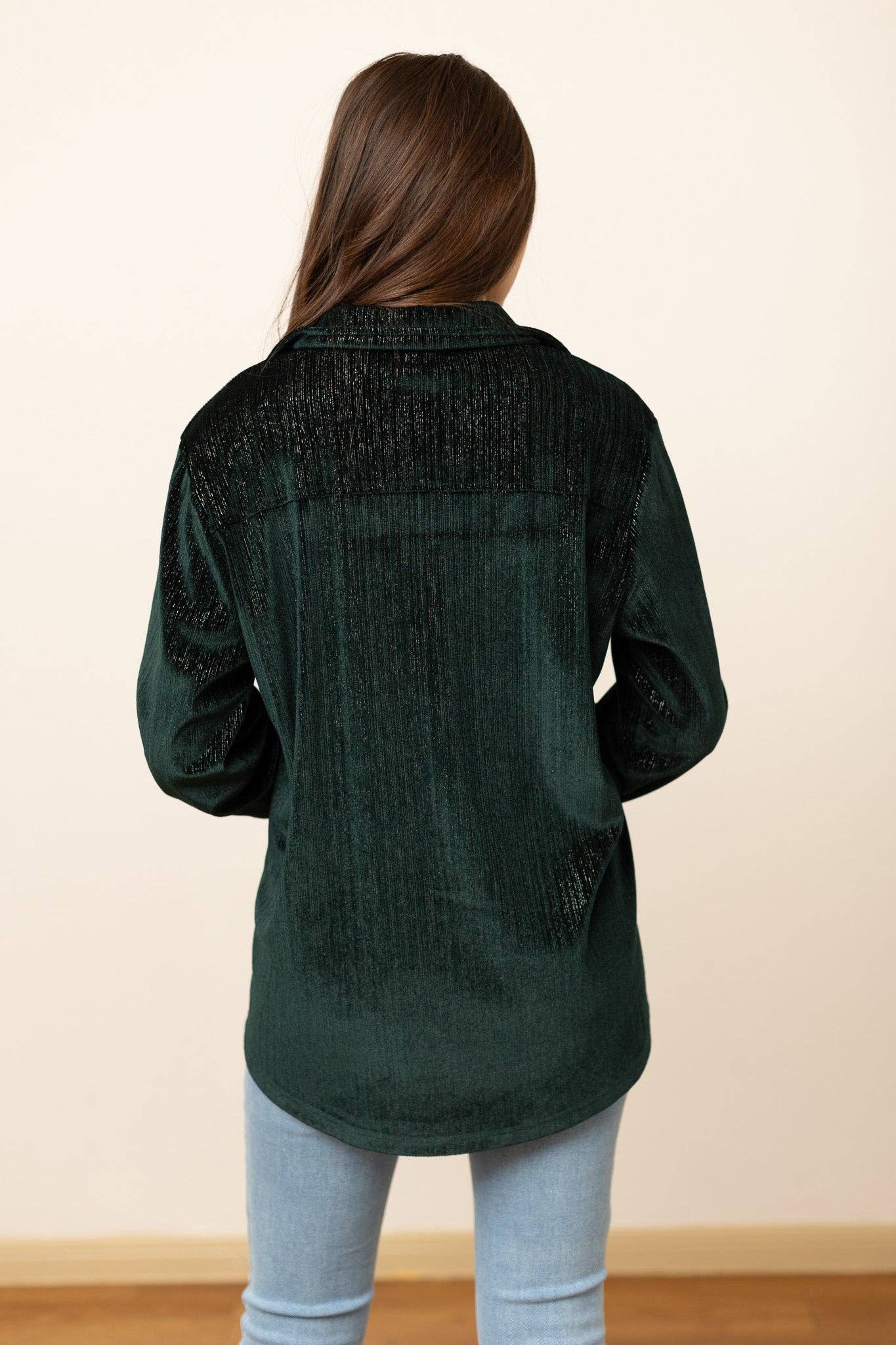 Green Shimmer Button Down