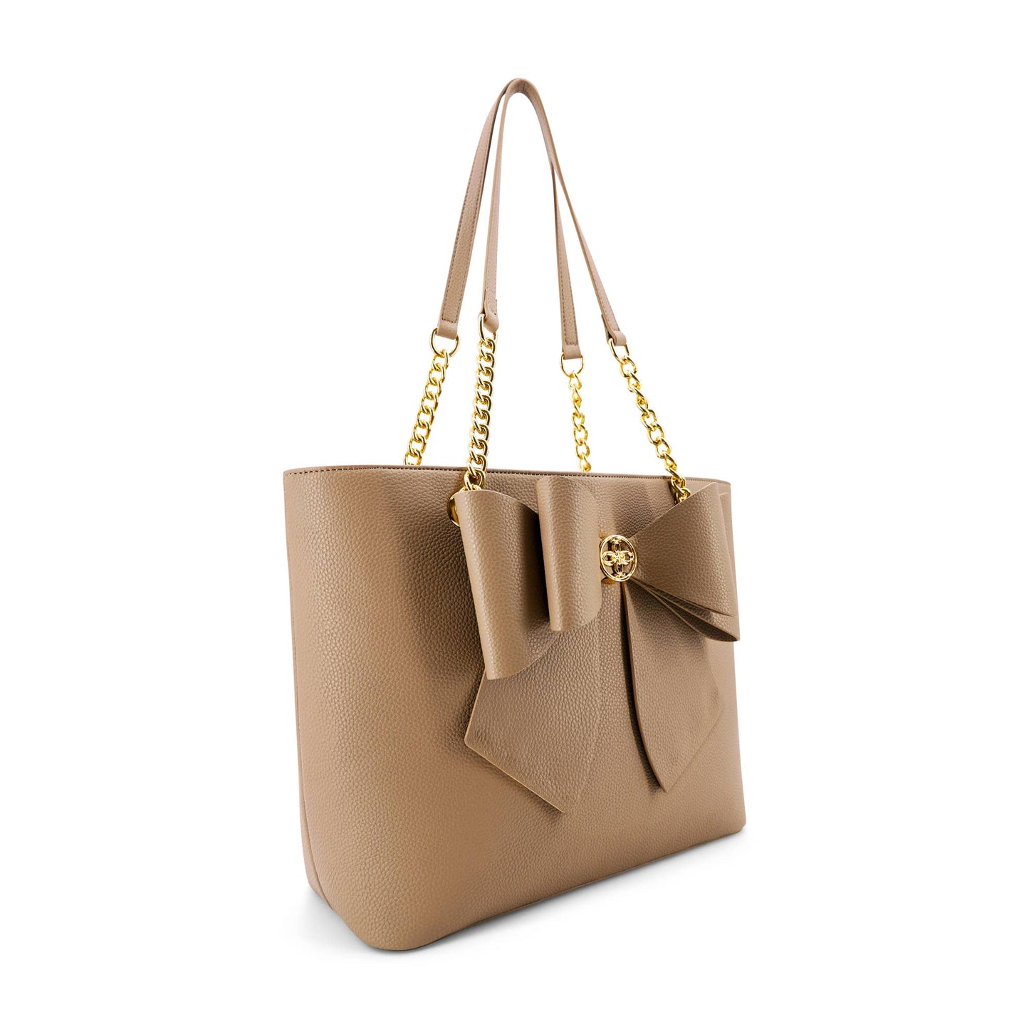Aubrey Bow Chained Large Women's Spring Tote Bag : Beige
