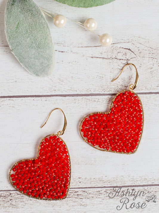 Red Heart Sparkle Earrings