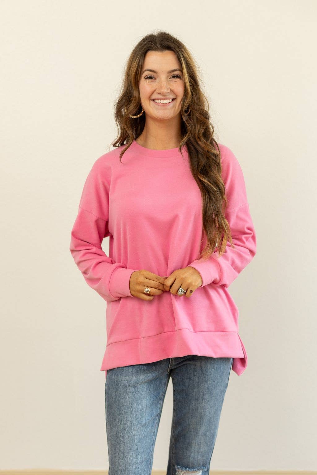 Micro Fleece Crewneck, Pink: Pink / M