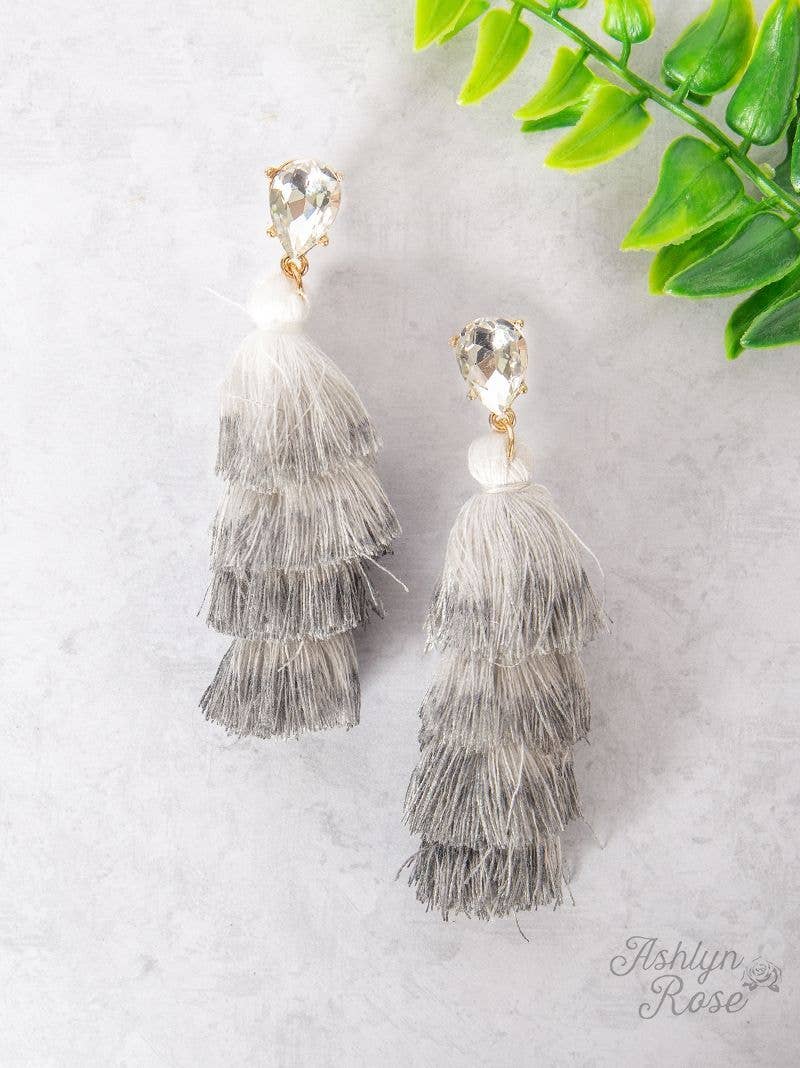 Grey Tassel Earrings