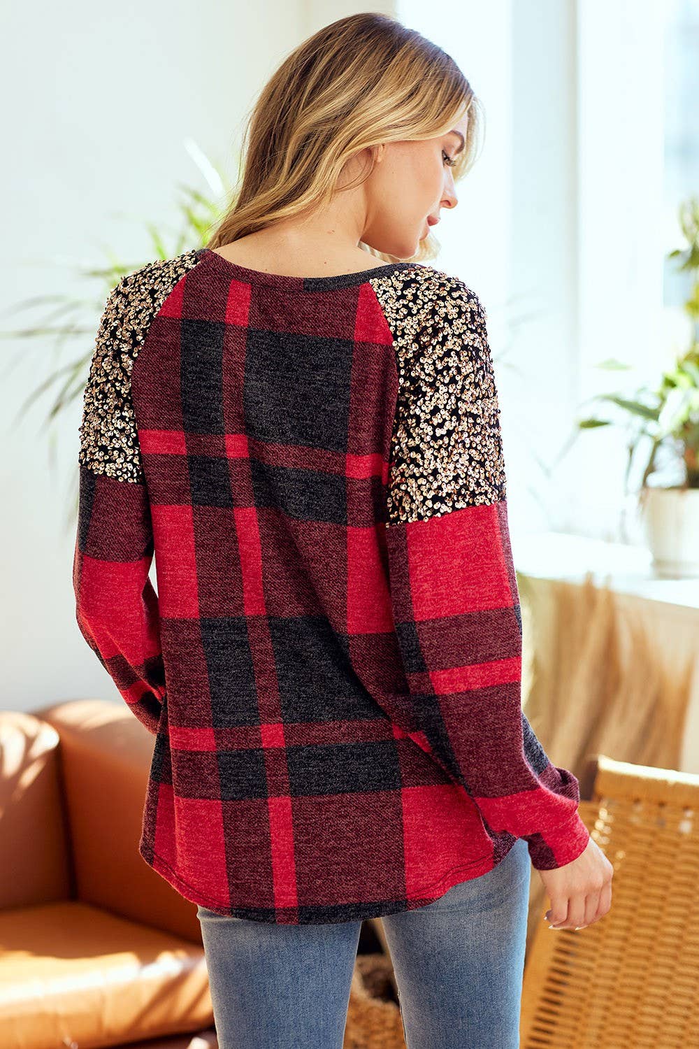 PLUS SIZE ALL ABOUT PLAID SWEATSHIRT