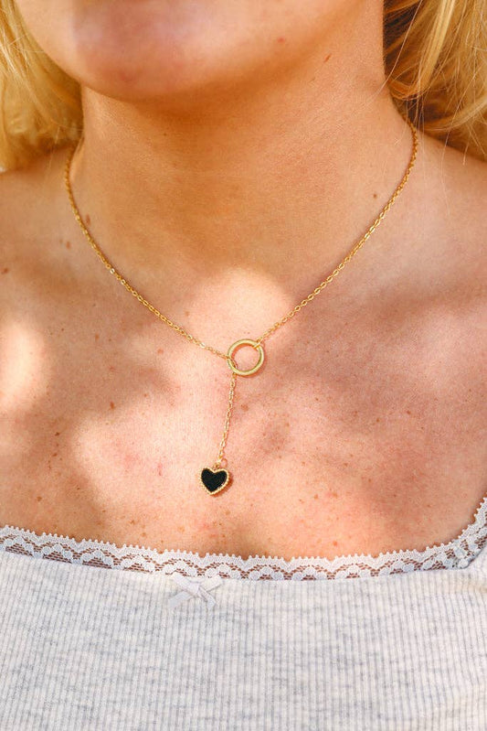 18k Black Heart Gold Necklace