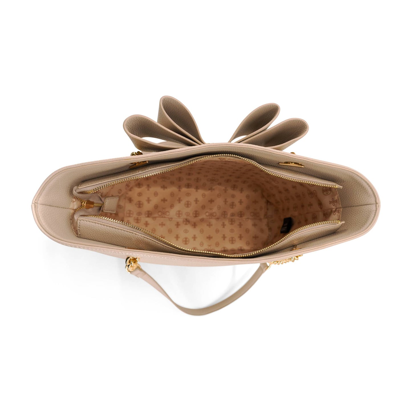 Aubrey Bow Chained Large Women's Spring Tote Bag : Beige