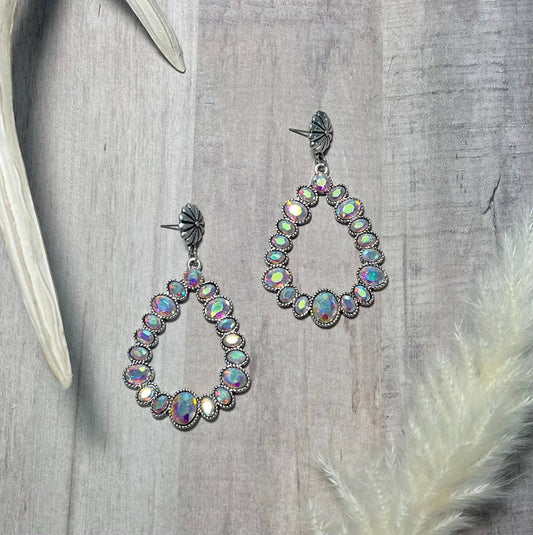 Silver Earrings with AB Crystals