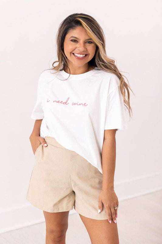 I Need Wine: White / XL