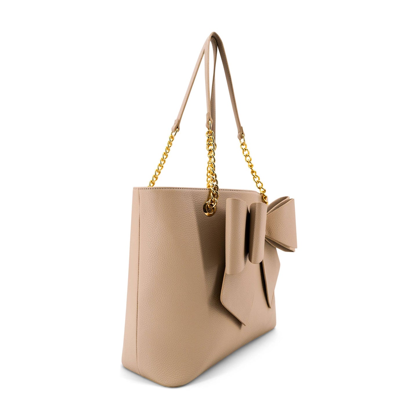 Aubrey Bow Chained Large Women's Spring Tote Bag : Beige