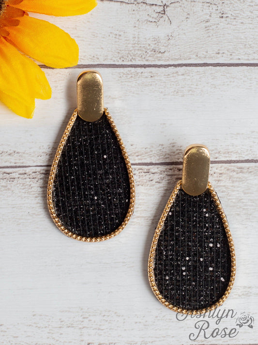 Like a Lady Teardrop Earrings with Gold Stud, Black: Black / One Size