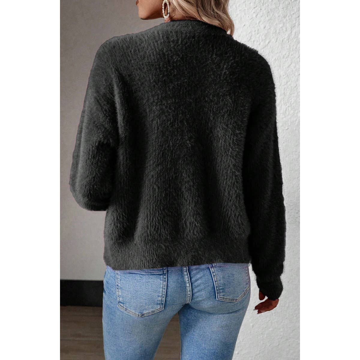 Black Fuzzy Cardigan Large