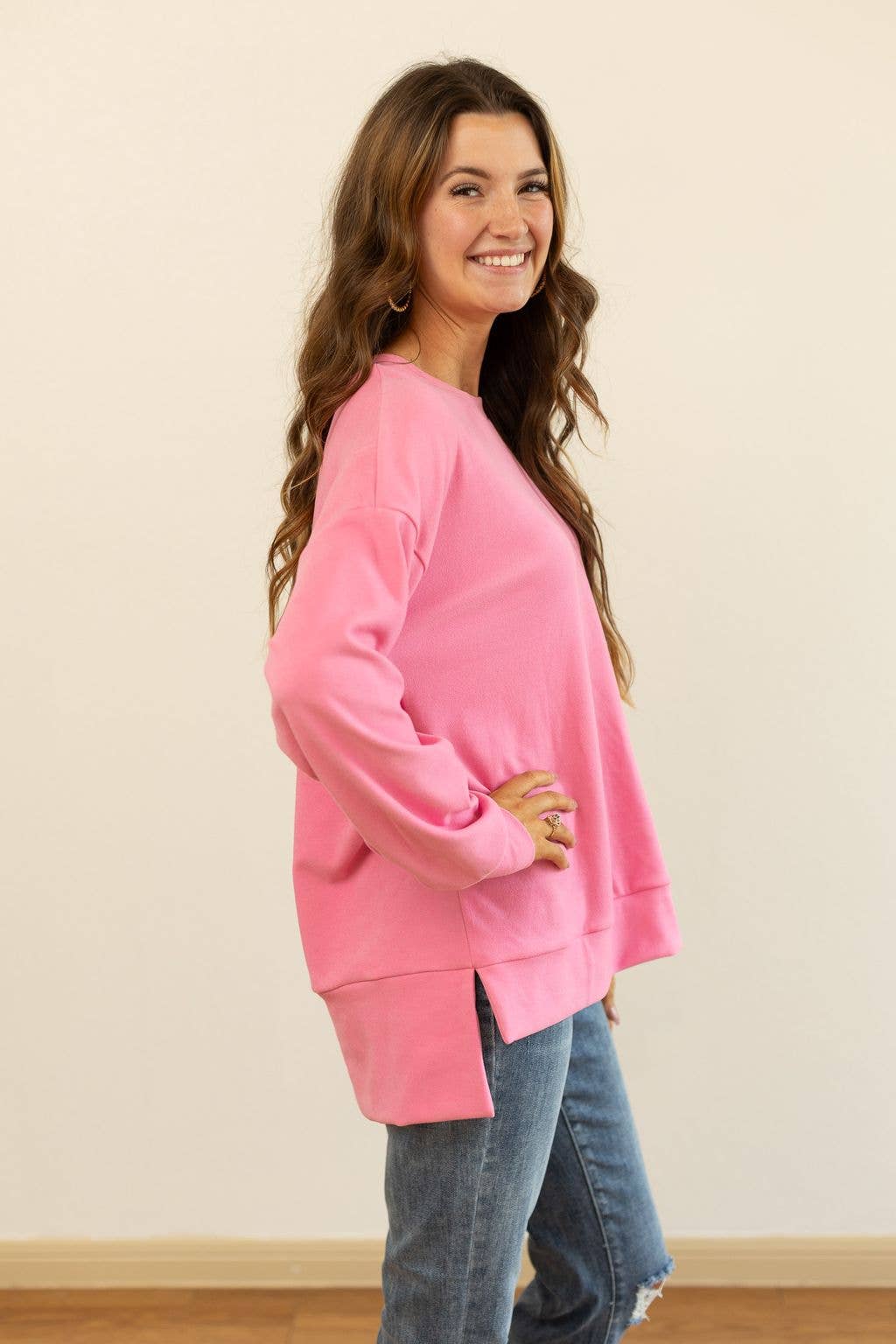 Micro Fleece Crewneck, Pink: Pink / M