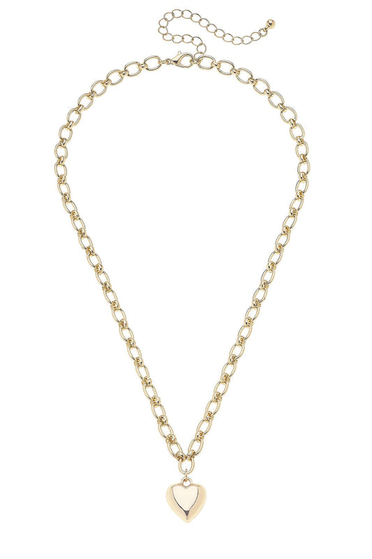 Charlotte Heart Linked Necklace in Shiny Gold