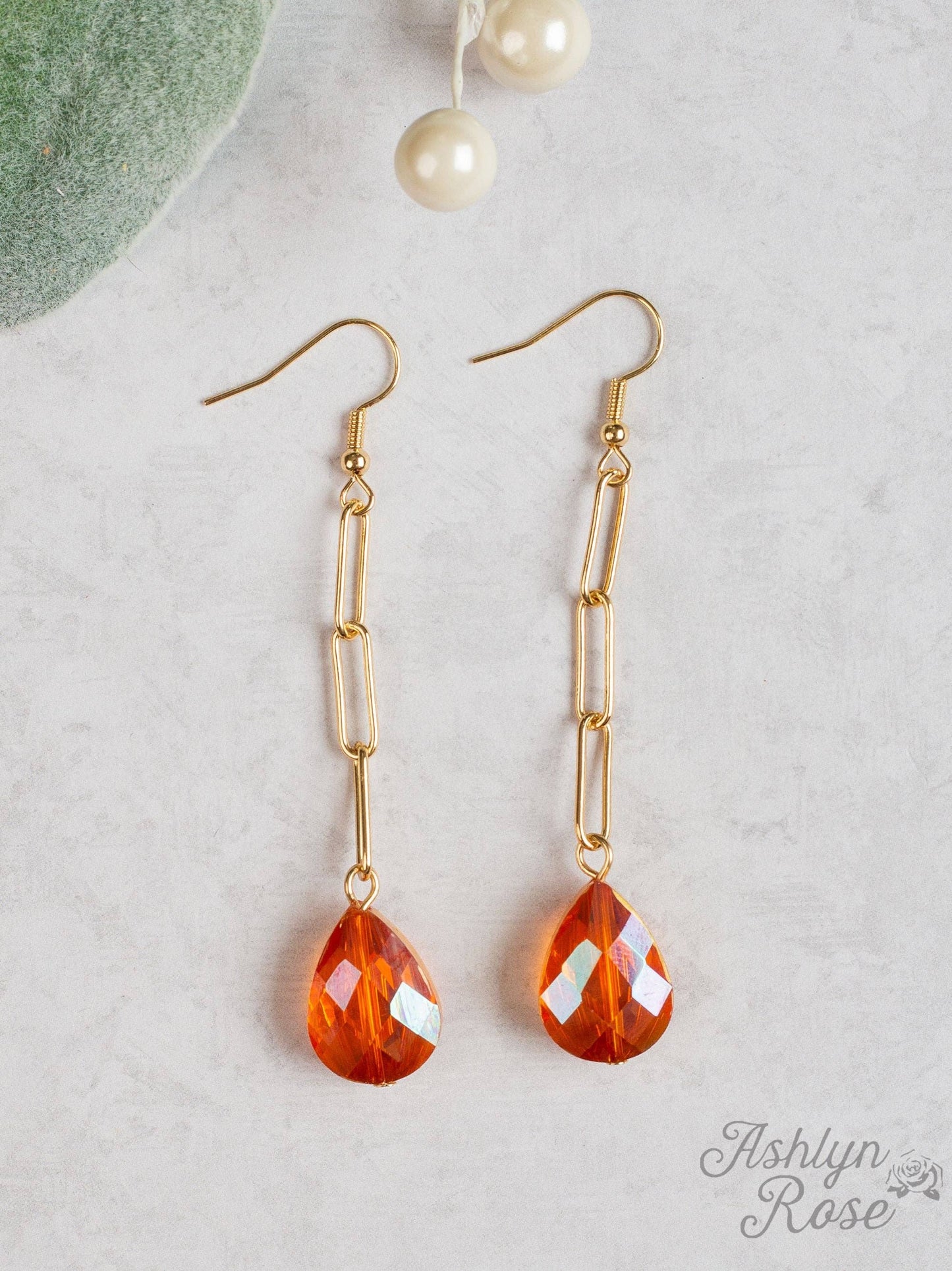 Gold Orange Earrings