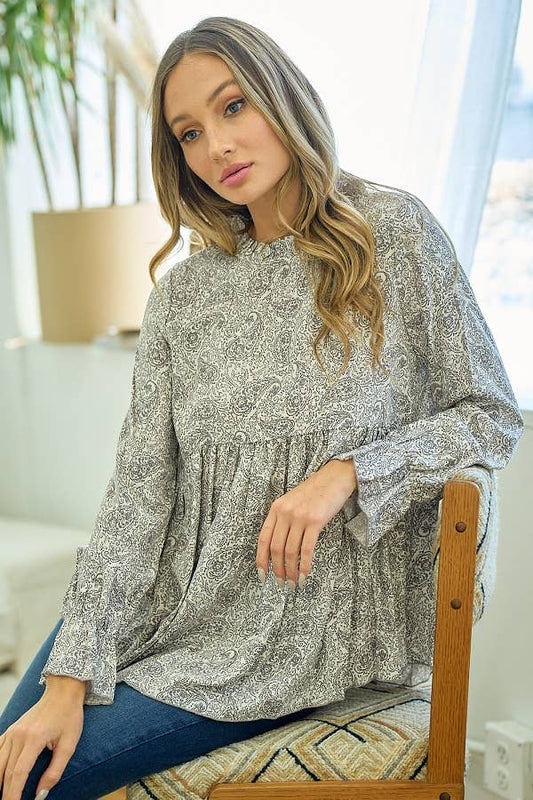 Baby Doll paisley blouse: IVORY