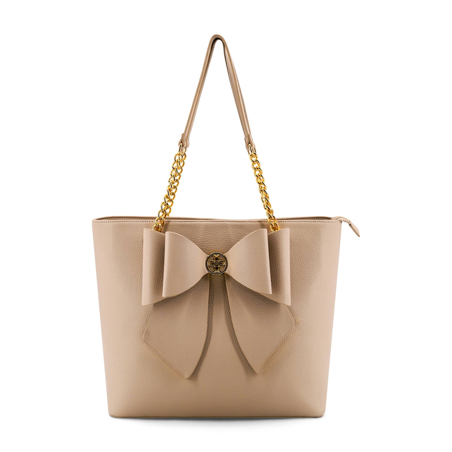 Aubrey Bow Chained Large Women's Spring Tote Bag : Beige
