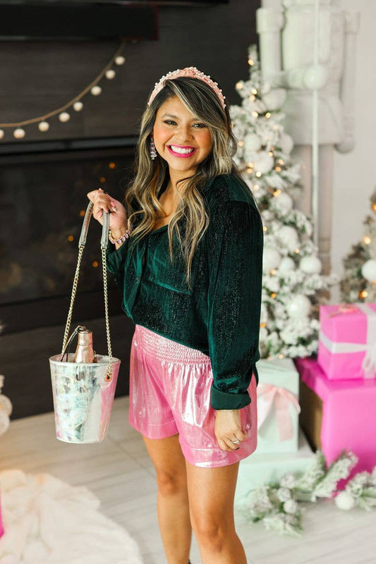 Green Shimmer Button Down