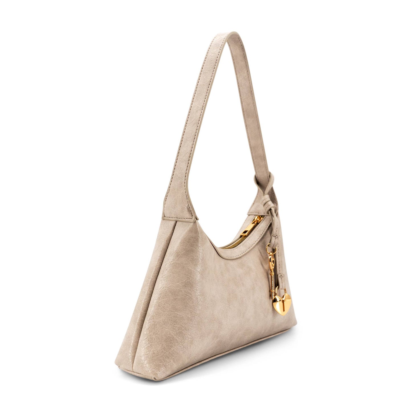 Kaitlyn Heart Locket Shoulder Purse: Cement