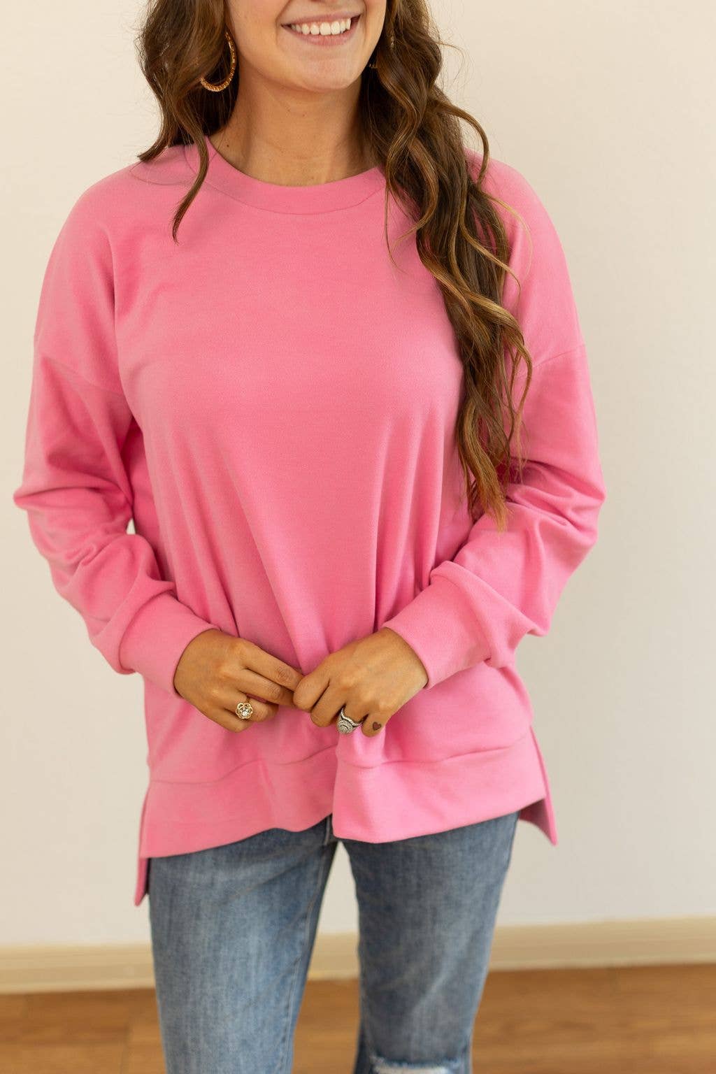 Micro Fleece Crewneck, Pink: Pink / M