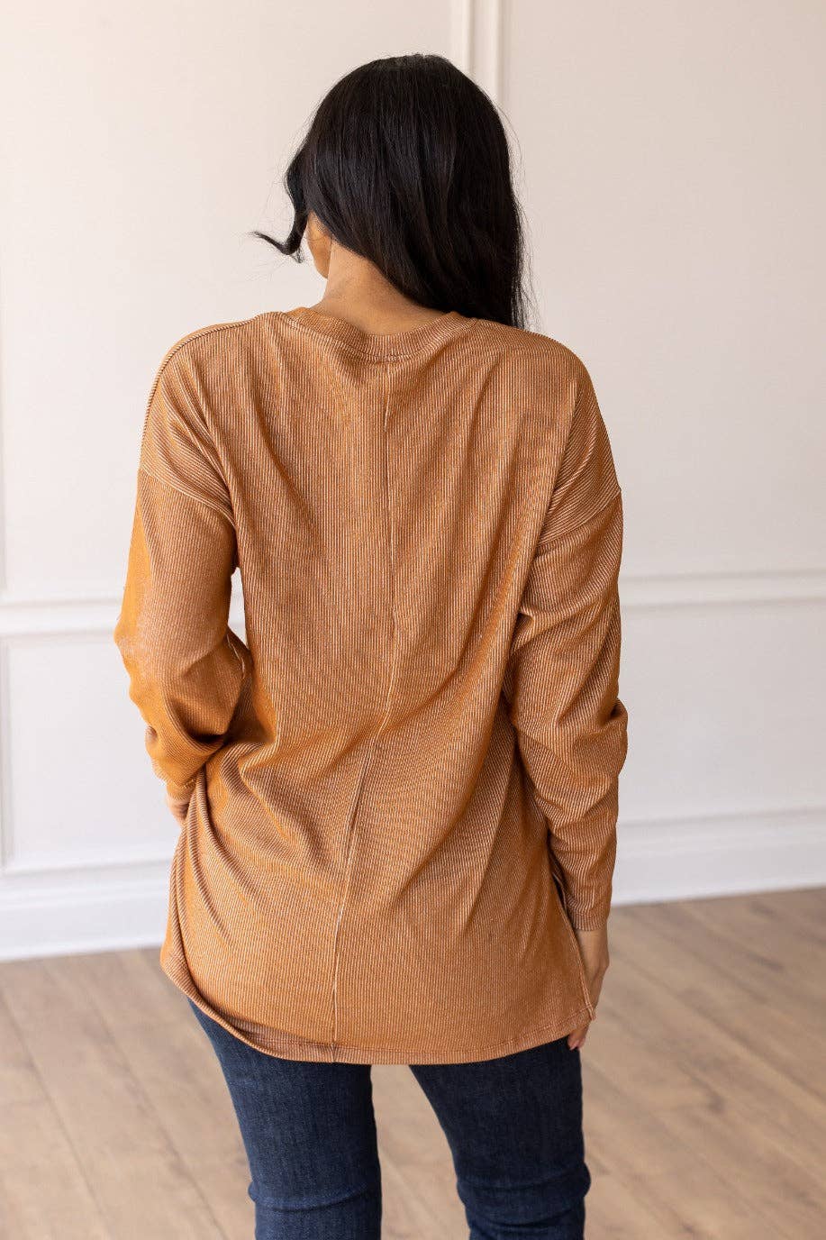 Long-sleeve Top: Brown / S