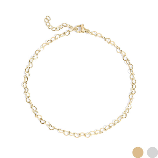 Gold Anklet Beauty Hearts