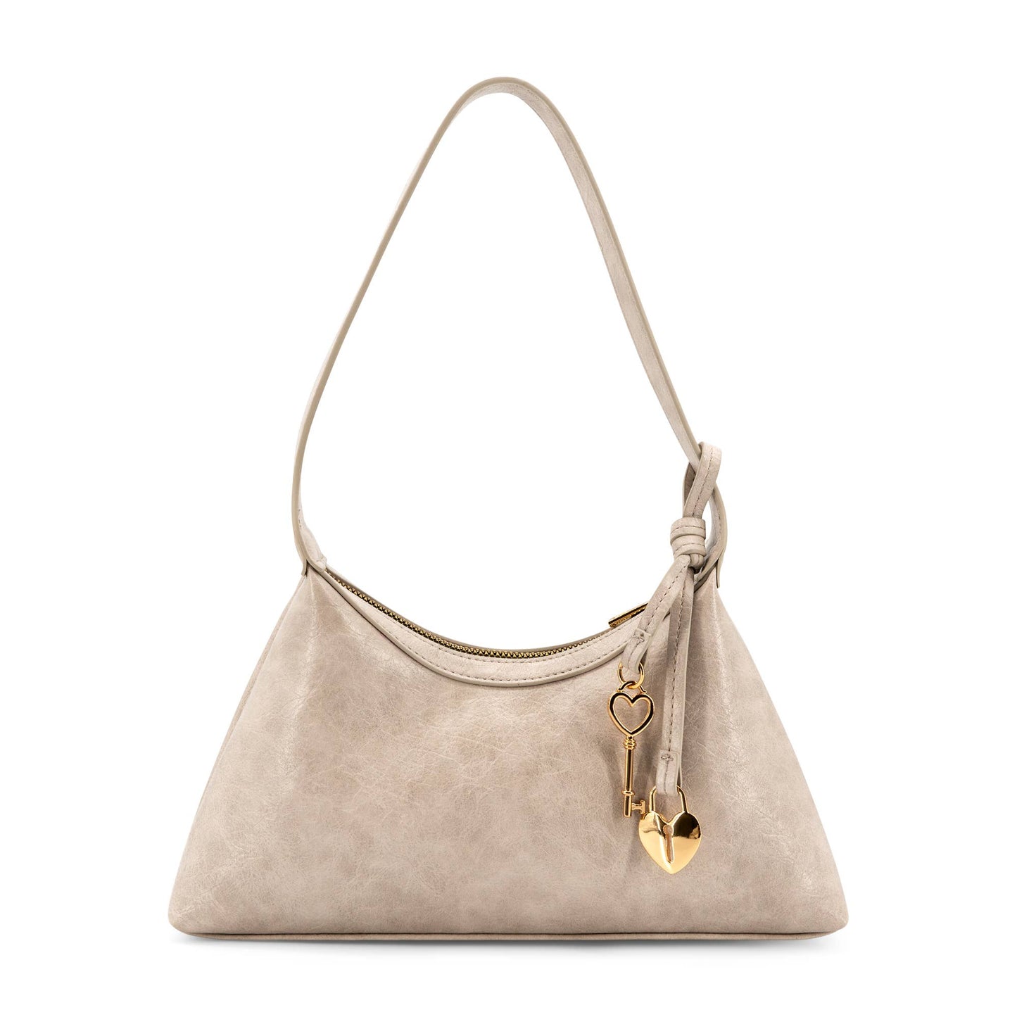 Kaitlyn Heart Locket Shoulder Purse: Cement