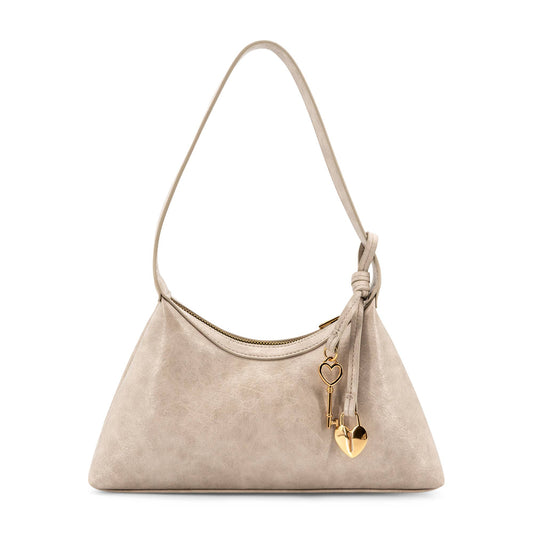 Kaitlyn Heart Locket Shoulder Purse: Cement