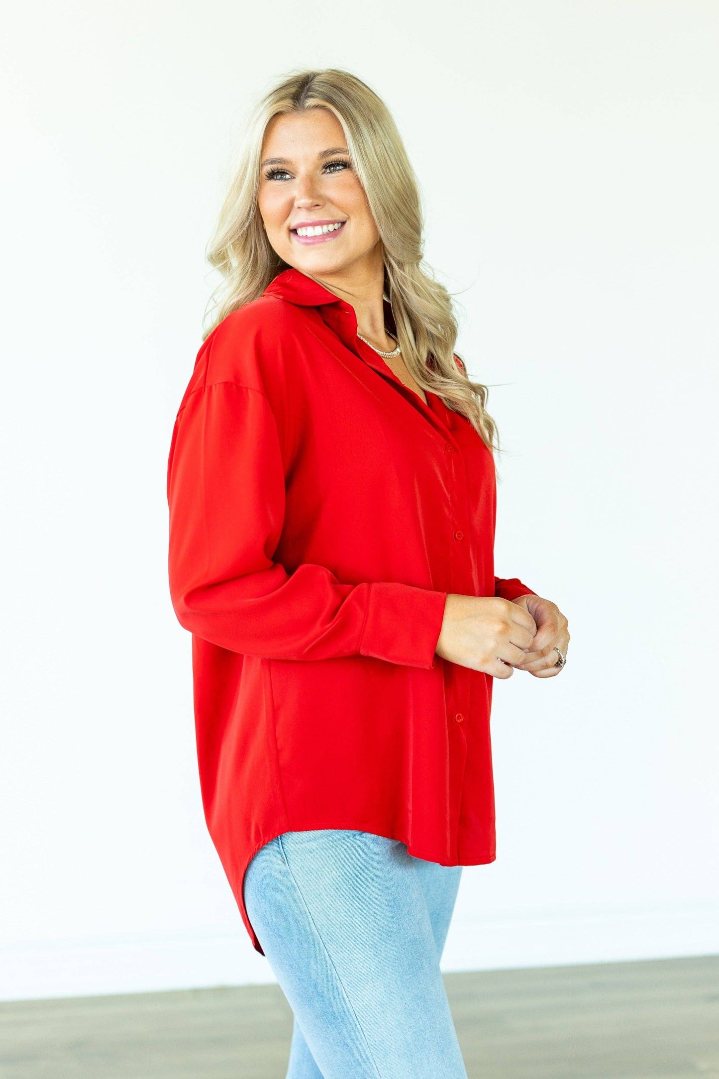 Holiday Button up  Red / L