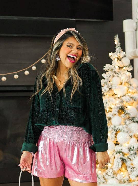 Green Shimmer Button Down