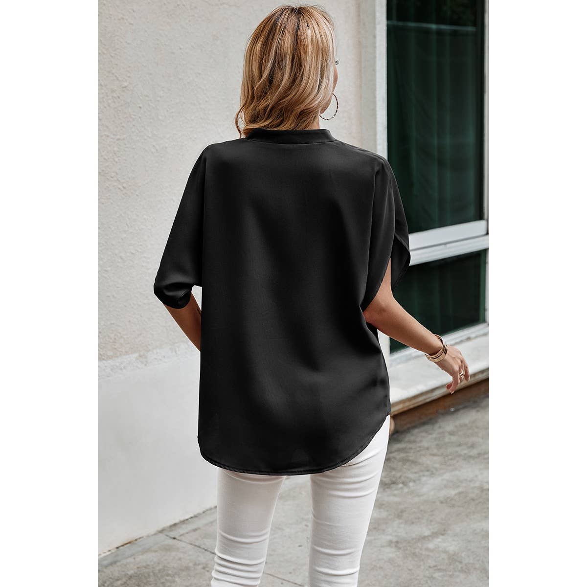 Black loose fit Blouse LARGE